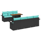 Garten-Sofa-Set mit Kissen 8 pcs Schwarz und blau