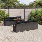Gartensofa-set mit Kissen 7 pcs Schwarz Poly-Rattan