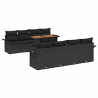Gartensofa-set mit Kissen 7 pcs Schwarz Poly-Rattan