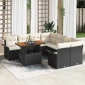 Garten-Sofa-Set mit Kissen Schwarz und Creme