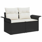 Garten-Sofa-Set mit Kissen 6 pcs Schwarz und Creme