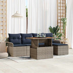 Garten-Sofa-Set mit Kissen 6 pcs Grau und Marineblau