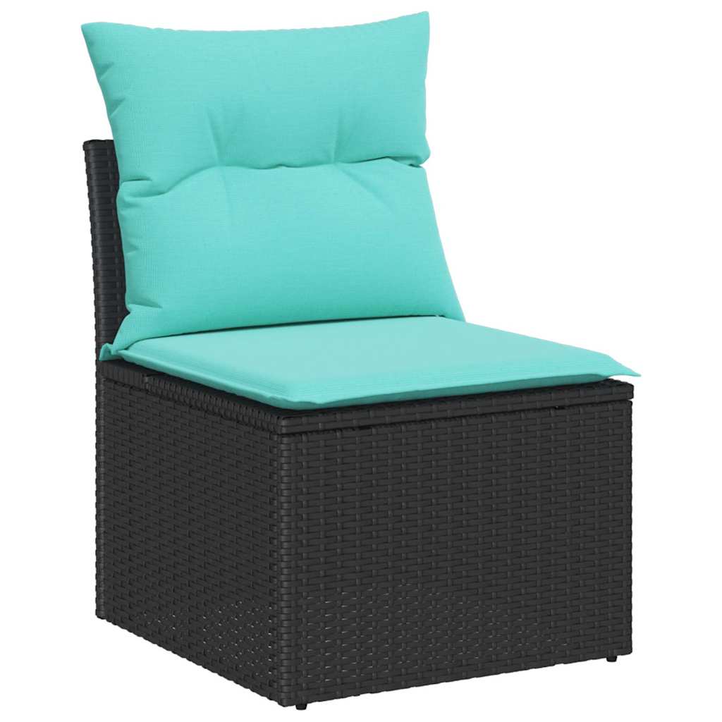 Garten-Sofa-Set mit Kissen mit Speicher 6 pcs Schwarz und blau