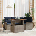 Garten-Sofa-Set mit Kissen 5 pcs Grau und Marineblau