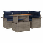 Garten-Sofa-Set mit Kissen 5 pcs Grau und Marineblau