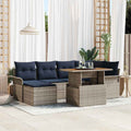 Garten-Sofa-Set mit Kissen 7 pcs Grau und Marineblau