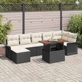 Gartensofa-set mit Kissen 8 pcs Schwarz und Creme Poly-Rattan