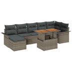 Gartensofa-set mit Kissen 8 pcs Grau Poly-Rattan