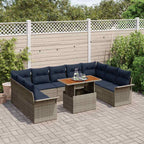 Garten-Sofa-Set mit Kissen 10 pcs Grau und Marineblau