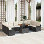 Gartensofa-set mit Kissen 11 pcs Schwarz und Creme Poly-Rattan