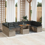 Gartensofa-set mit Kissen 11 pcs Grau Poly-Rattan