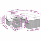 Gartensofa-set mit Kissen 11 pcs Beige und Hellgrau Poly-Rattan