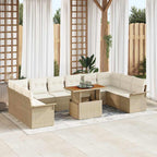 Gartensofa-set mit Kissen 11 pcs Beige und Creme Poly-Rattan