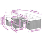 Gartensofa-set mit Kissen 11 pcs Schwarz und Blau Poly-Rattan
