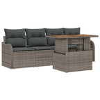 Gartensofa-set mit Kissen 5 pcs Grau Poly-Rattan