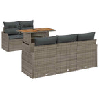 Gartensofa-set mit Kissen 6 pcs Grau Poly-Rattan