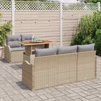 Gartensofa-set mit Kissen 6 pcs Beige und Hellgrau Poly-Rattan
