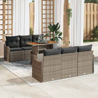 Gartensofa-set mit Kissen 7 pcs Grau Poly-Rattan