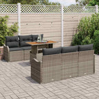 Gartensofa-set mit Kissen 7 pcs Grau Poly-Rattan