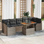 Gartensofa-set mit Kissen 8 pcs Grau Poly-Rattan