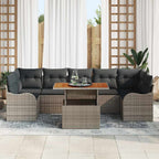 Gartensofa-set mit Kissen 8 pcs Grau Poly-Rattan