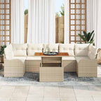 Gartensofa-set mit Kissen 8 pcs Beige und Creme Poly-Rattan
