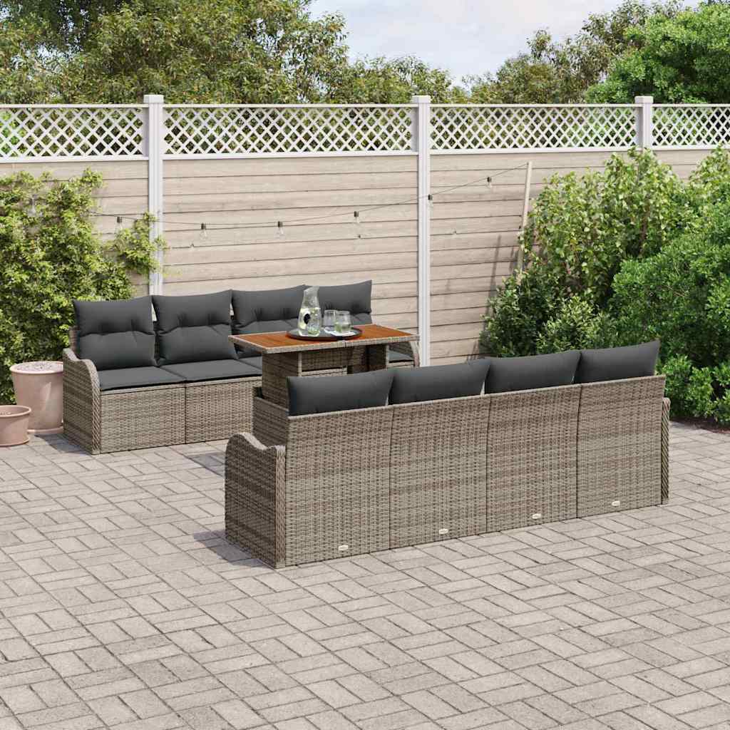 Garten-Sofa-Set mit Kissen 7 pcs Grau