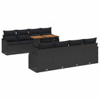 Garten-Sofa-Set mit Kissen 7 pcs Schwarz