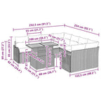 Garten-Sofa-Set mit Kissen 7 pcs Schwarz und Creme