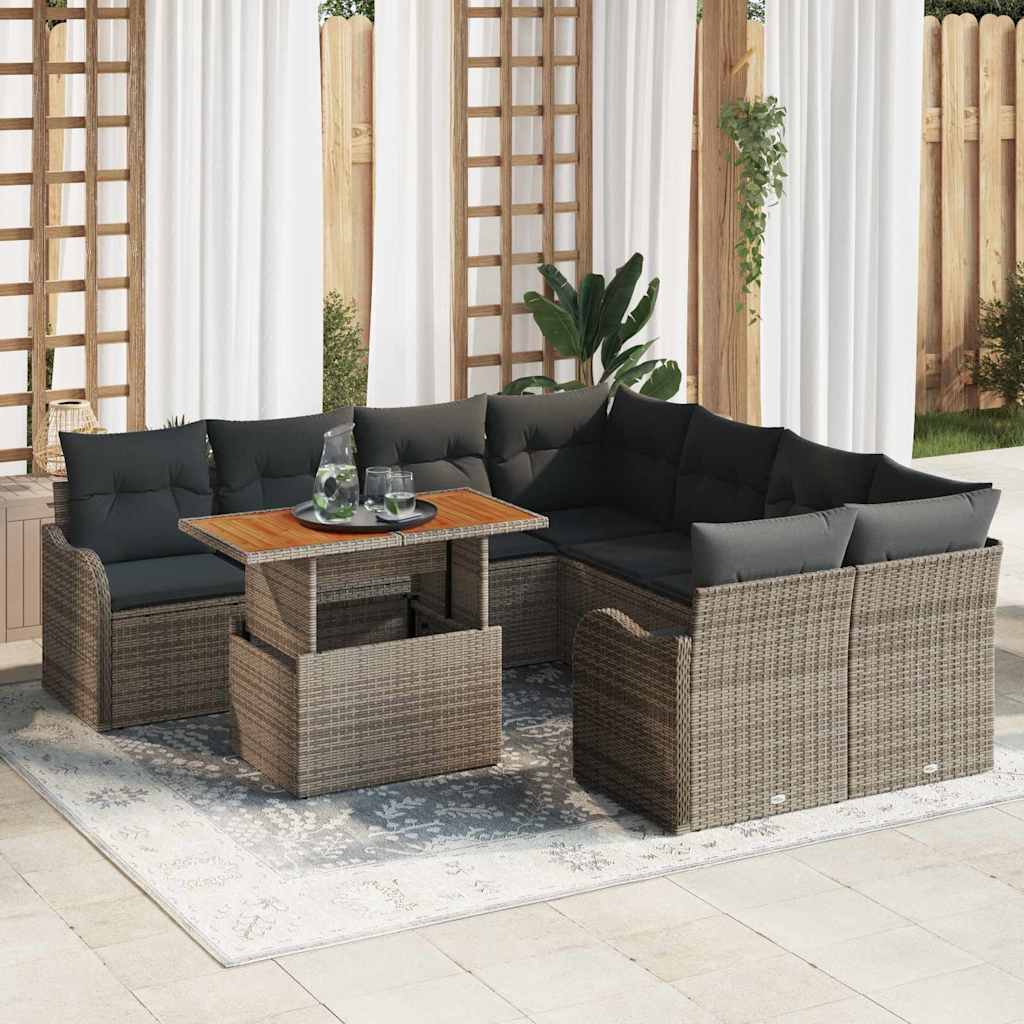 Garten-Sofa-Set mit Kissen 7 pcs Grau