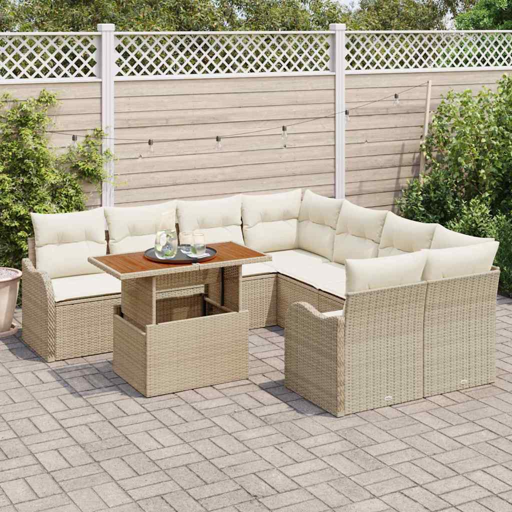 Garten-Sofa-Set mit Kissen 7 pcs Beige und Creme