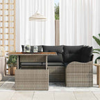 Gartensofa-set mit Kissen 5 pcs Grau Poly-Rattan