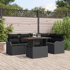 Gartensofa-set mit Kissen 6 pcs Schwarz Poly-Rattan