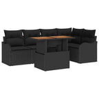 Gartensofa-set mit Kissen 6 pcs Schwarz Poly-Rattan