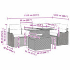 Gartensofa-set mit Kissen 6 pcs Schwarz Poly-Rattan