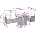 Garten-Sofa-Set mit Kissen 7 pcs Schwarz und Creme