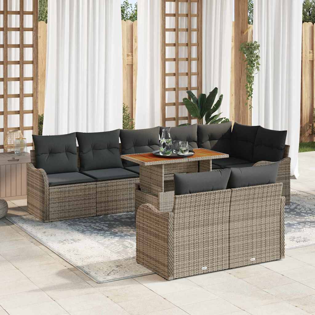 Garten-Sofa-Set mit Kissen 9 pcs Grau