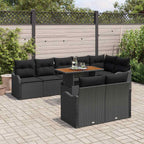 Garten-Sofa-Set mit Kissen 9 pcs Schwarz