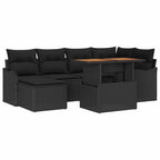 Garten-Sofa-Set mit Kissen 7 pcs Schwarz