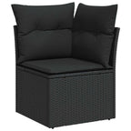 Garten-Sofa-Set mit Kissen mit Speicher 8 pcs Schwarz