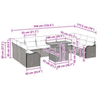 Garten-Sofa-Set mit Kissen 11 pcs Schwarz und Creme