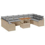Garten-Sofa-Set mit Kissen 11 pcs Beige und Hellgrau