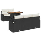 Garten-Sofa-Set mit Kissen 6 pcs Schwarz und Creme