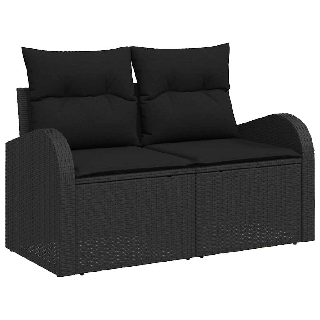 Garten-Sofa-Set mit Kissen 6 pcs Schwarz