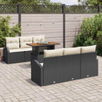 Garten-Sofa-Set mit Kissen 7 pcs Schwarz und Creme