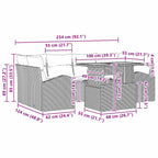 Garten-Sofa-Set mit Kissen 7 pcs Grau