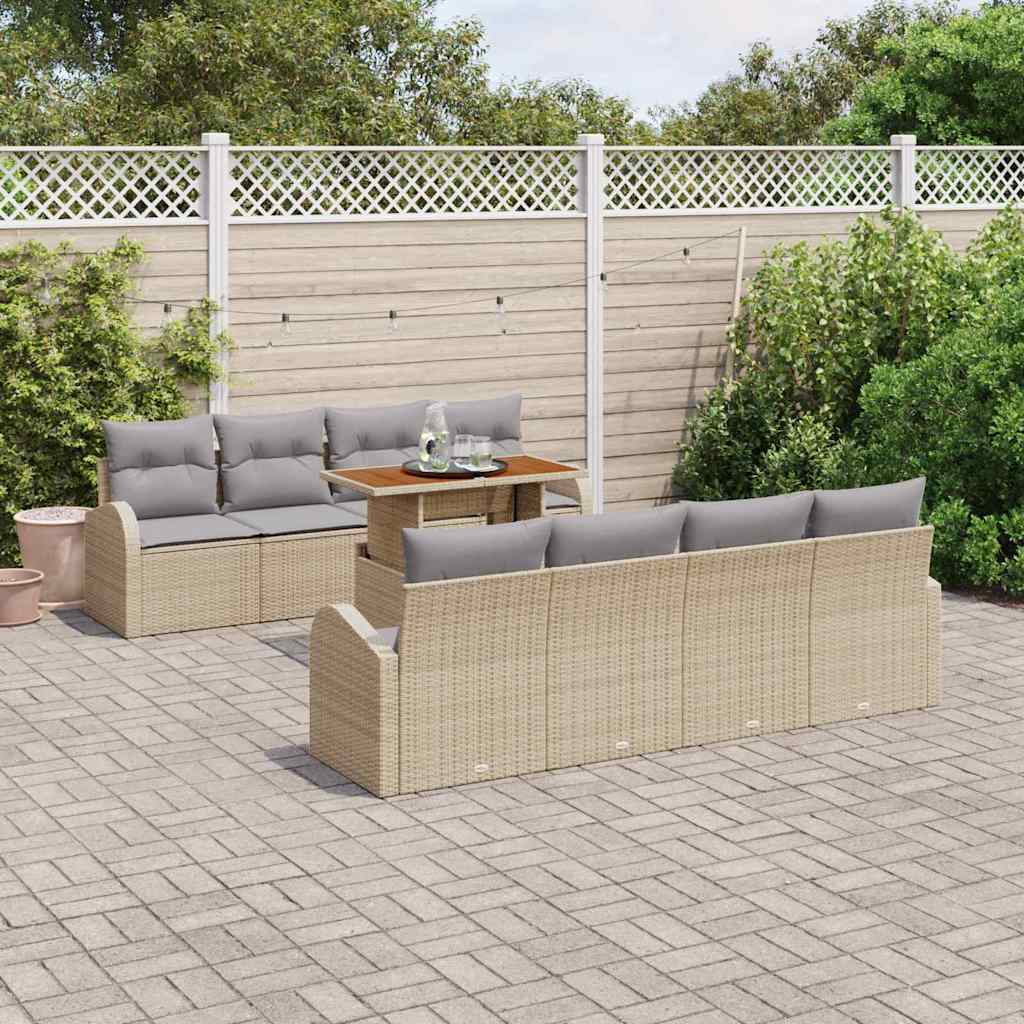 Garten-Sofa-Set mit Kissen 7 pcs Beige und Hellgrau