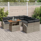 Garten-Sofa-Set mit Kissen 9 pcs Grau
