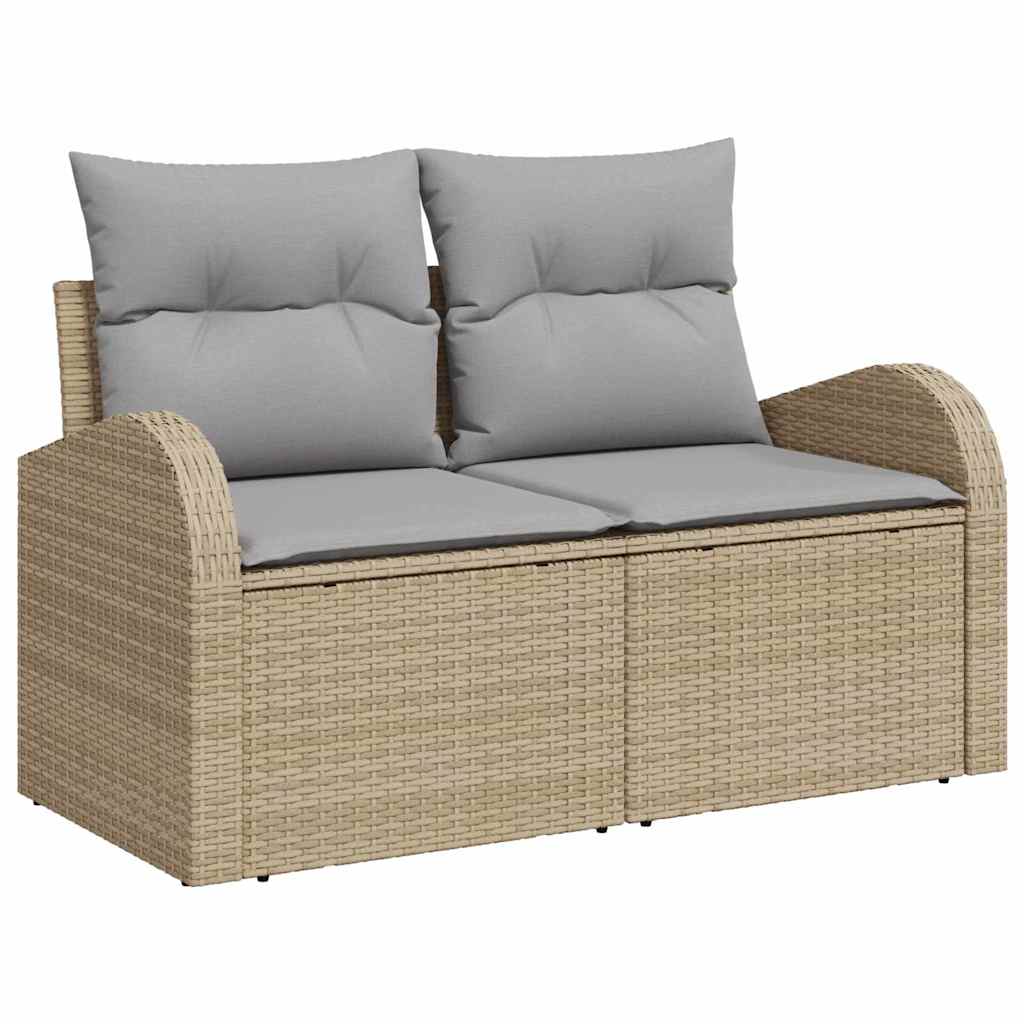Garten-Sofa-Set mit Kissen 9 pcs Beige und Hellgrau