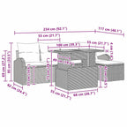 Garten-Sofa-Set mit Kissen 6 pcs Schwarz